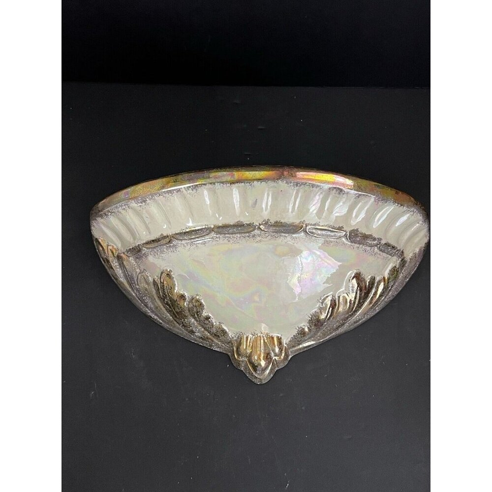 1956 Iridescent Ceramic Sconce W/ Gold Trim 18" LONG TOTAL - Picture 12 of 15